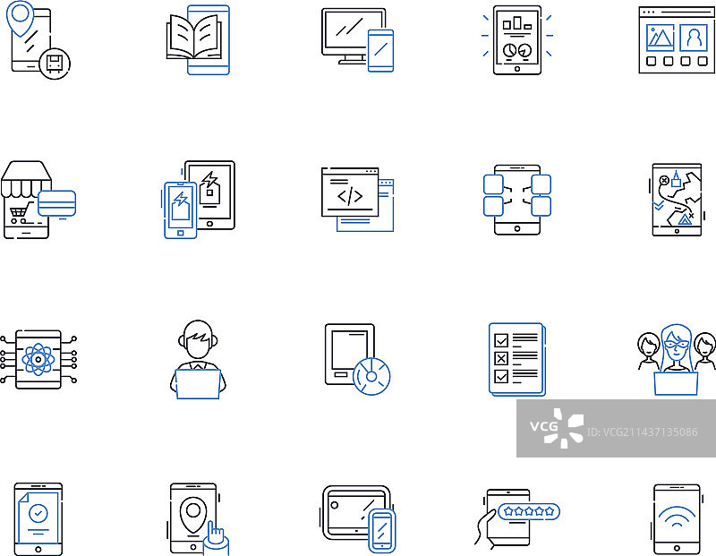便携式时尚笔记本线性图标系列图片素材