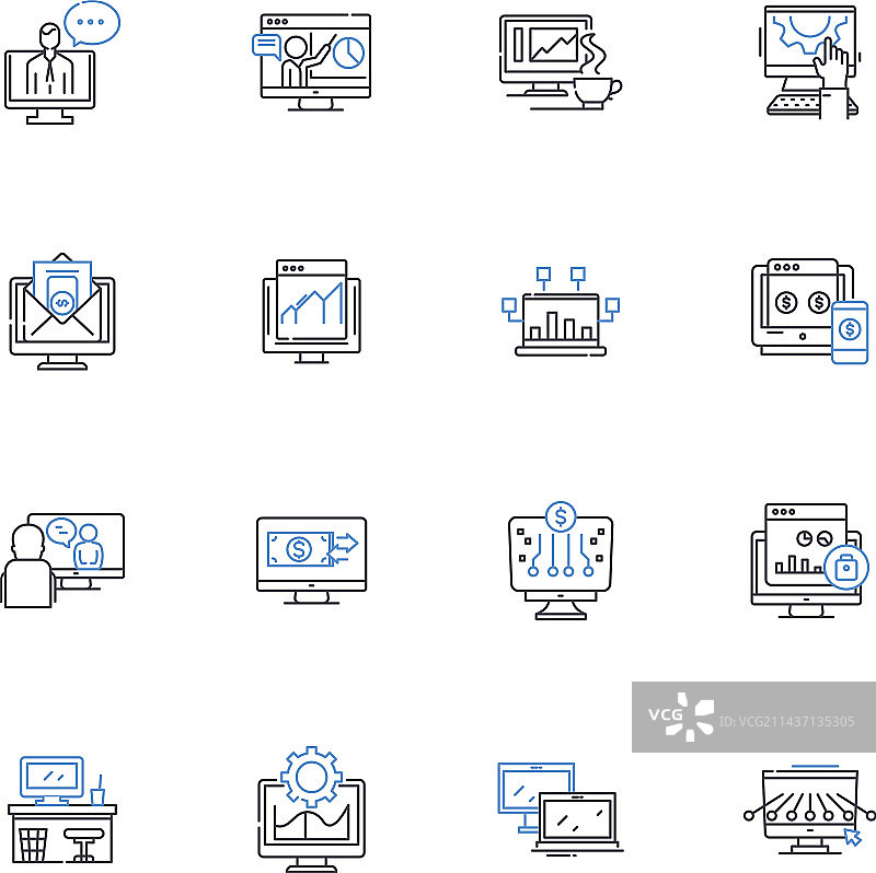 软件工程线性图标合集图片素材