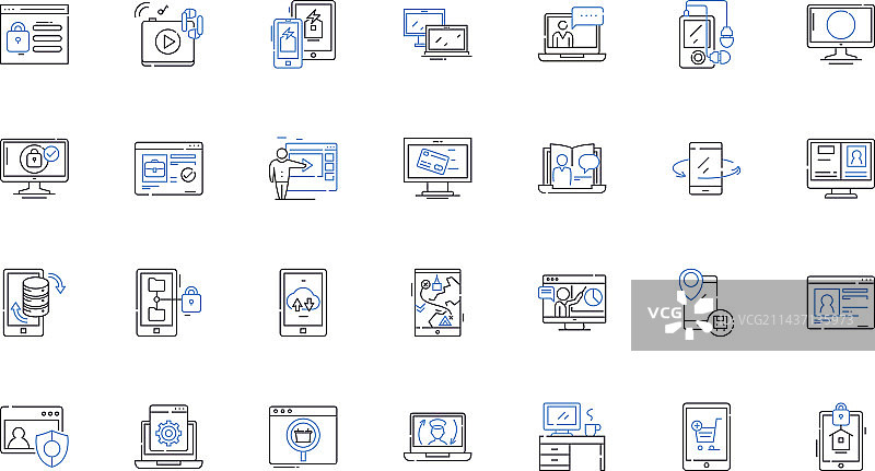 网络数字领域线性图标合集图片素材