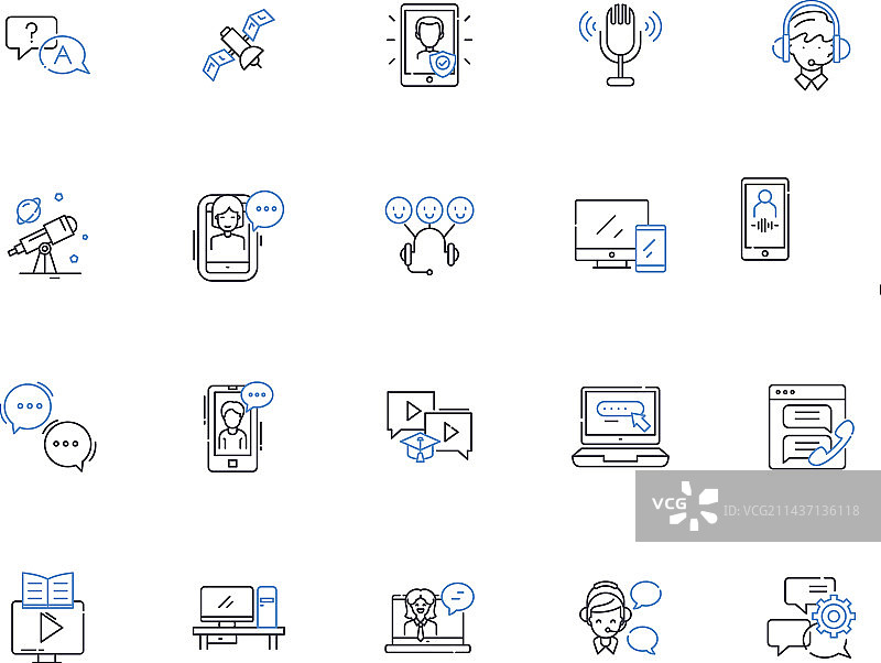 情感表达线性图标合集图片素材