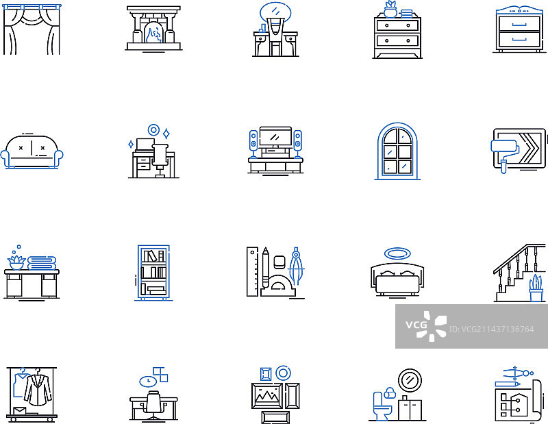 发型设计线性图标彩色合集图片素材