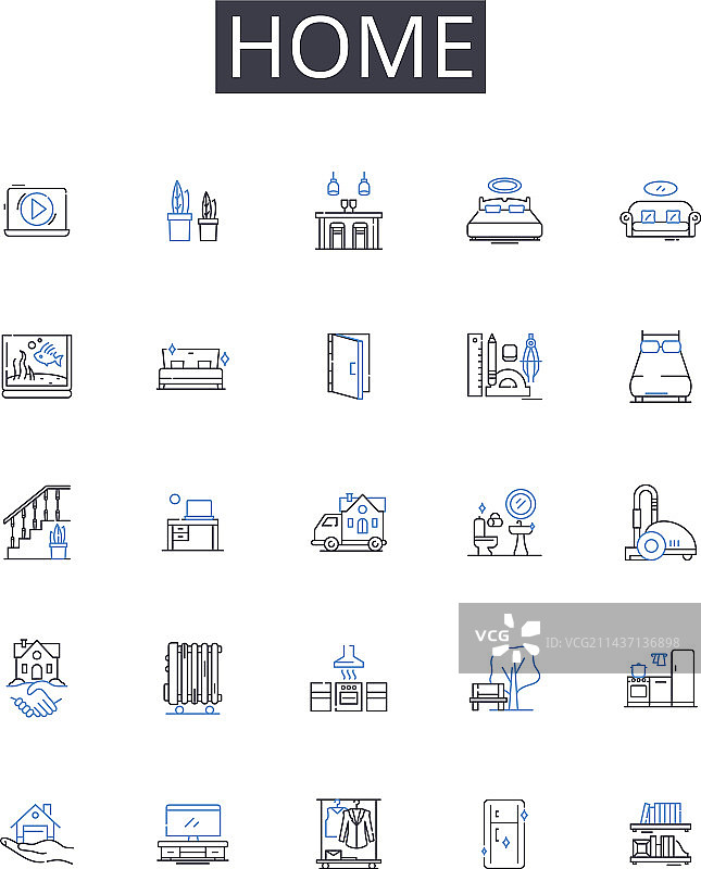房屋住宅系列线性图标图片素材