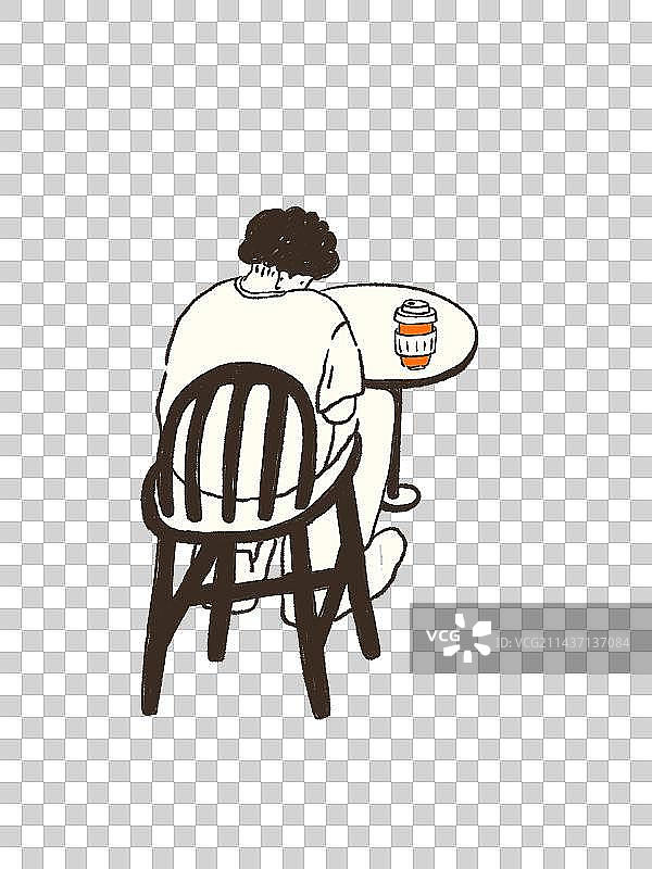 咖啡馆坐在椅子上低头的男人图片素材