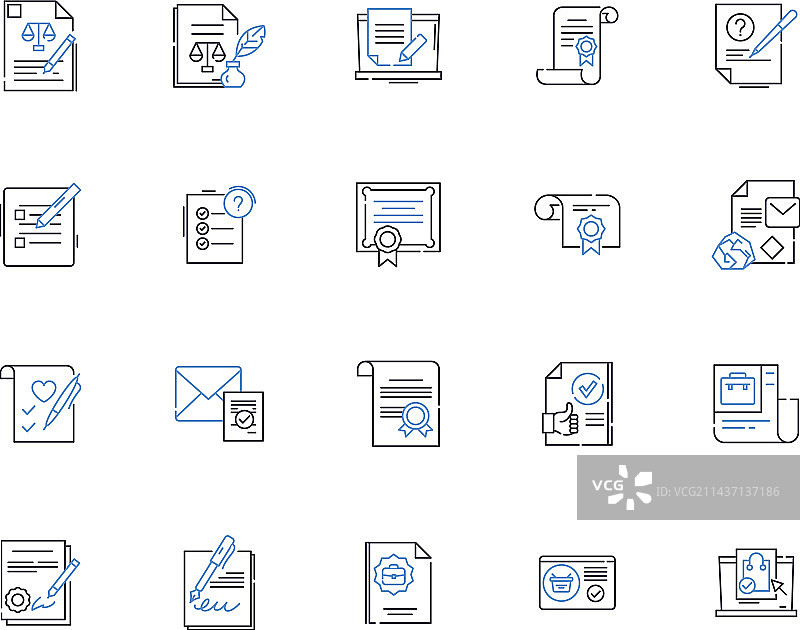 批准否决追认线图标合集图片素材