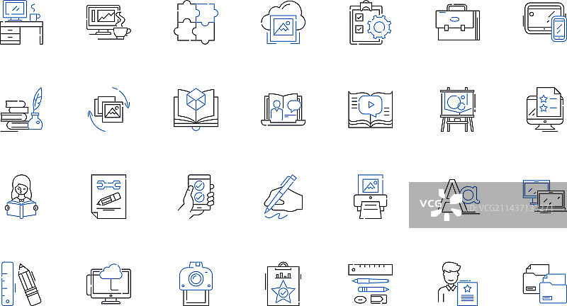 库存物资线性图标集合，投资主题图片素材