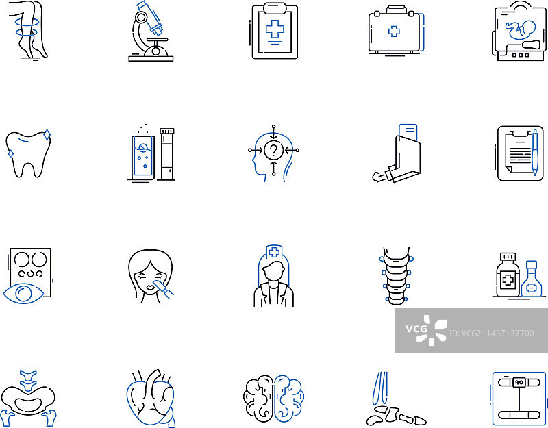 健康改善线性图标集图片素材