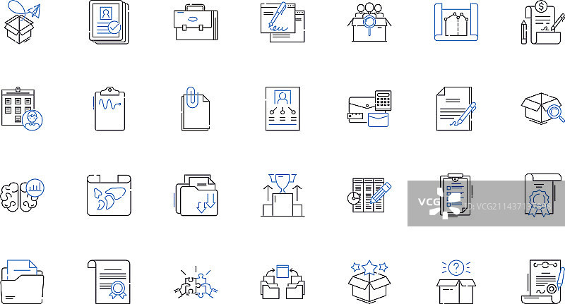 书面文件线性图标集合图片素材