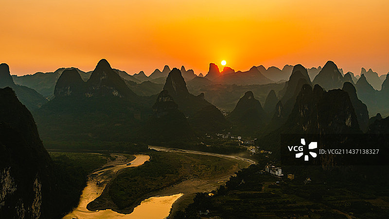 漓江日落图片素材