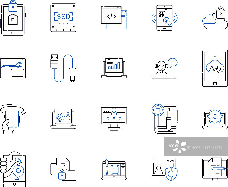 安全线图标集合加密图片素材