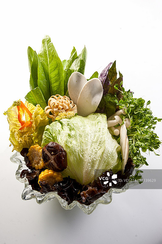 火锅食材什锦蔬菜拼图片素材