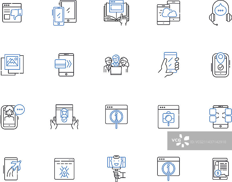 绿洲椰林海滩棕榈线性图标合集图片素材