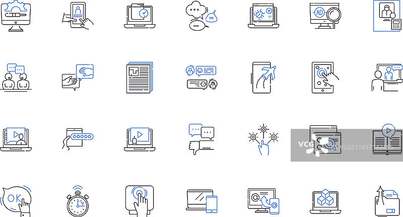 组织工具线性图标集合日历图片素材