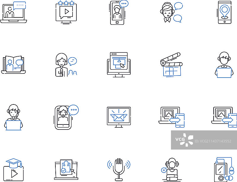 广告行业线性图标合集图片素材