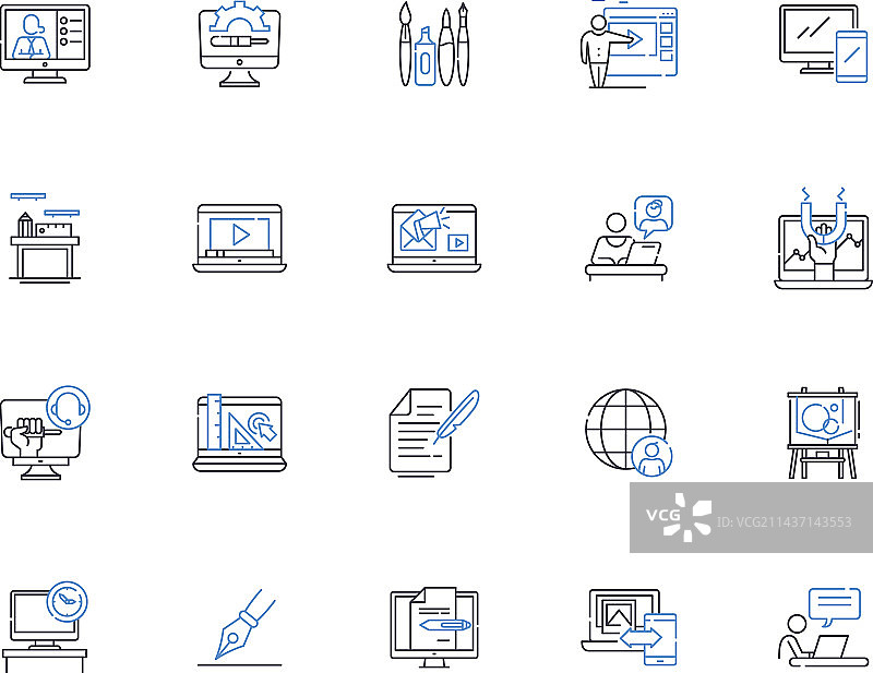 会议连接线性图标合集图片素材