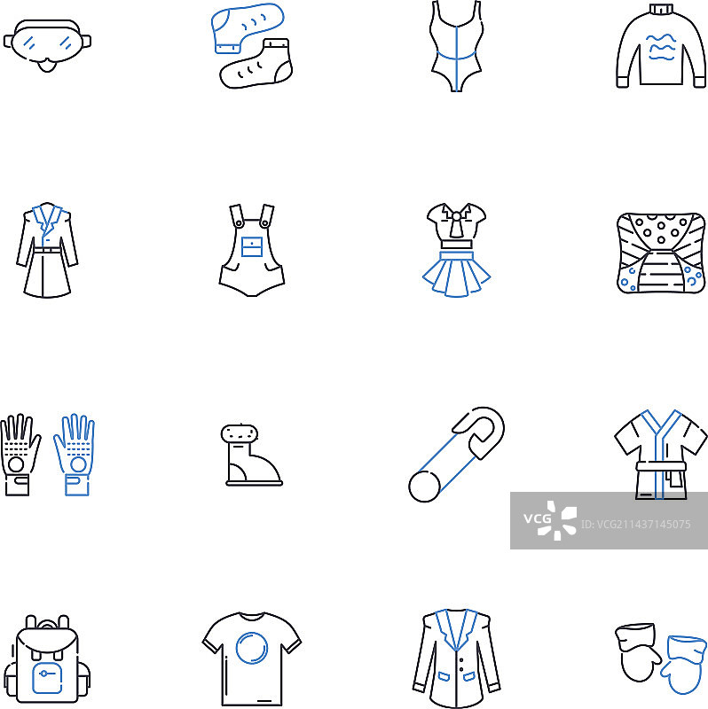 礼服线条图标集合：皇冠长袍图片素材