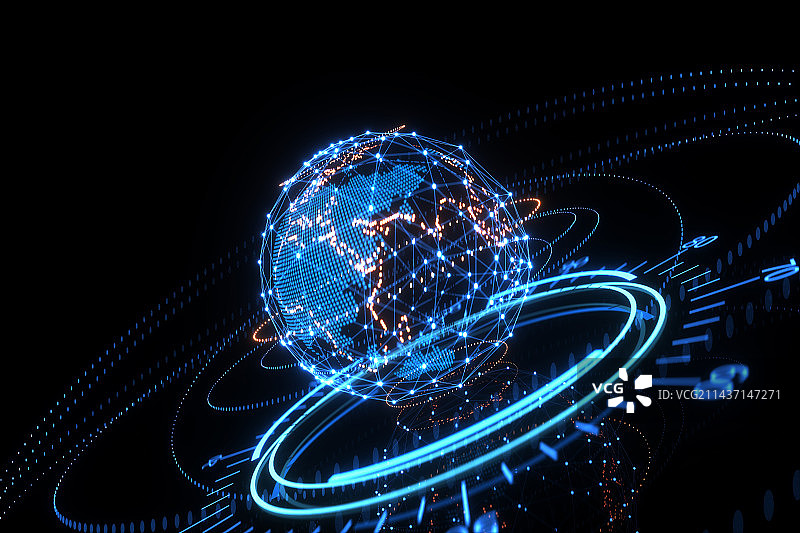 科技概念点线组成的抽象地球图片素材
