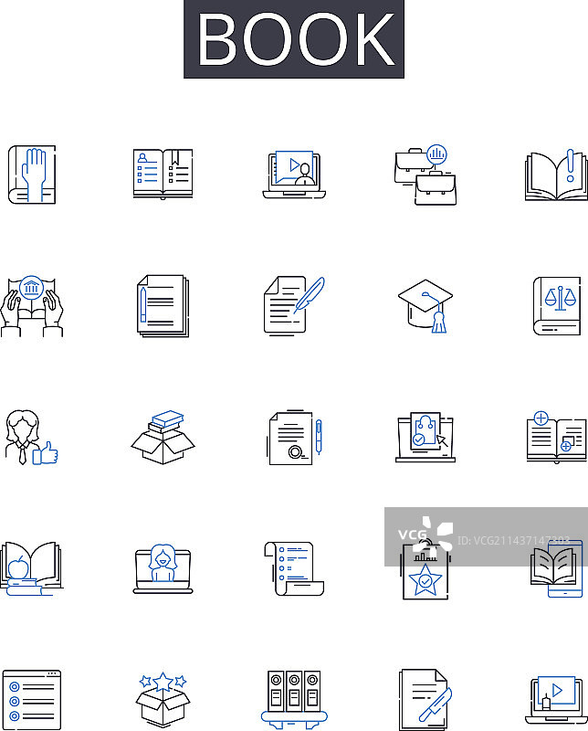 书籍线条图标合集图片素材