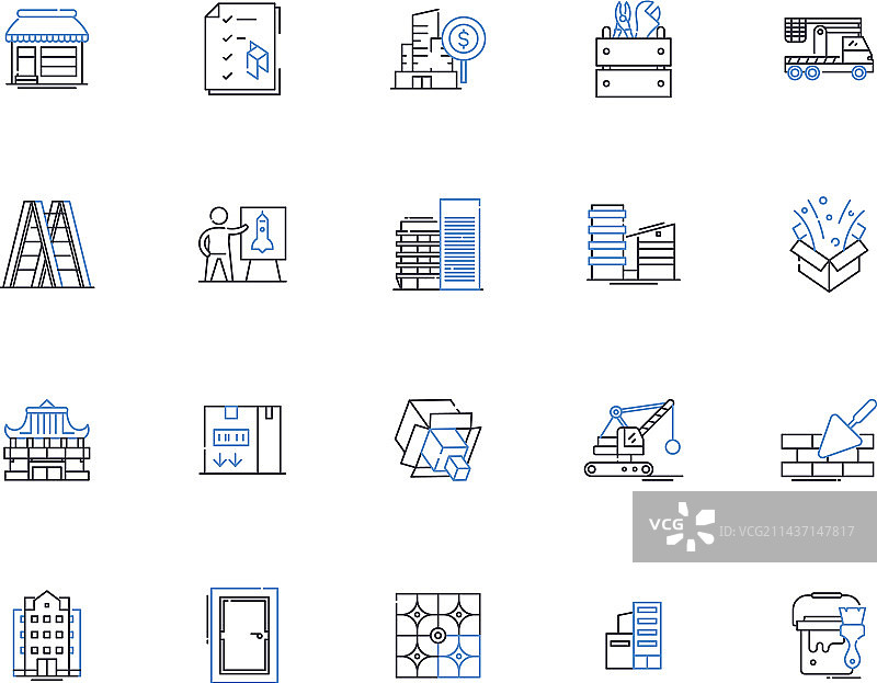 针织缝纫工艺线性图标合集图片素材