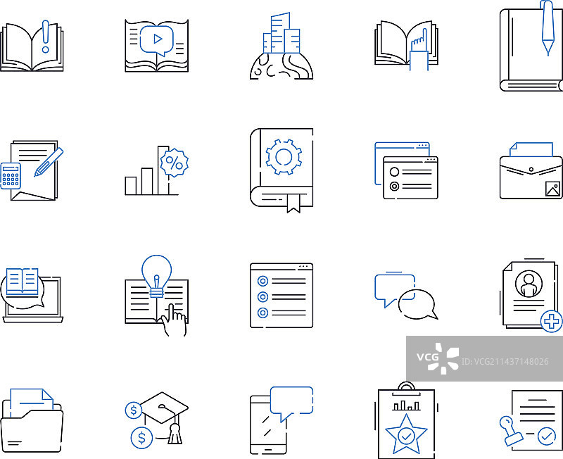 教育资源线性图标合集图片素材