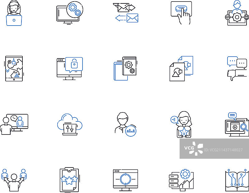 Web分析线性图标流量集合图片素材