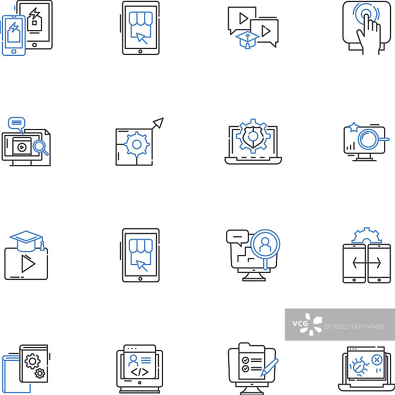 数字进展线性图标合集图片素材