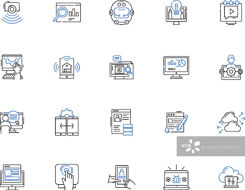 齿轮弹簧机械线性图标合集图片素材