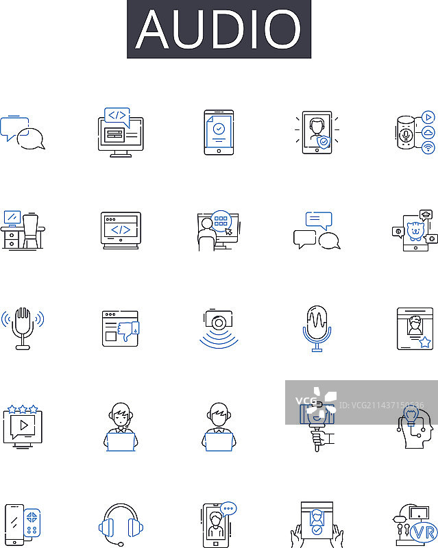 音频线性图标集合：声音音乐旋律图片素材