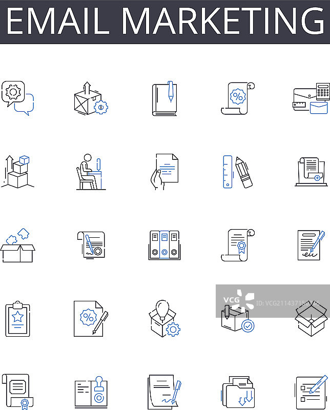 电子邮件营销线性图标社交合集图片素材
