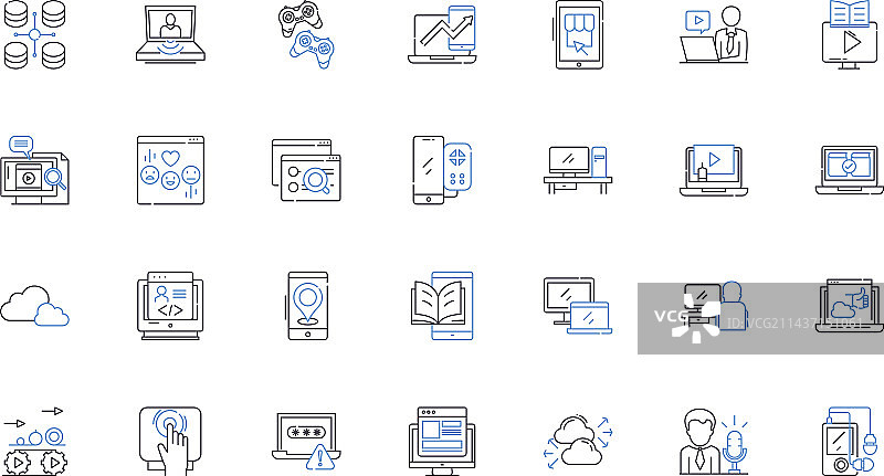高科技发展线性图标合集图片素材