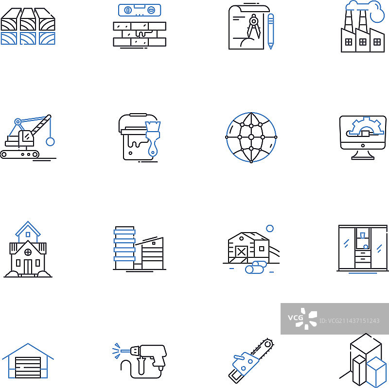 砖石建筑线性图标：砂浆抹刀图片素材