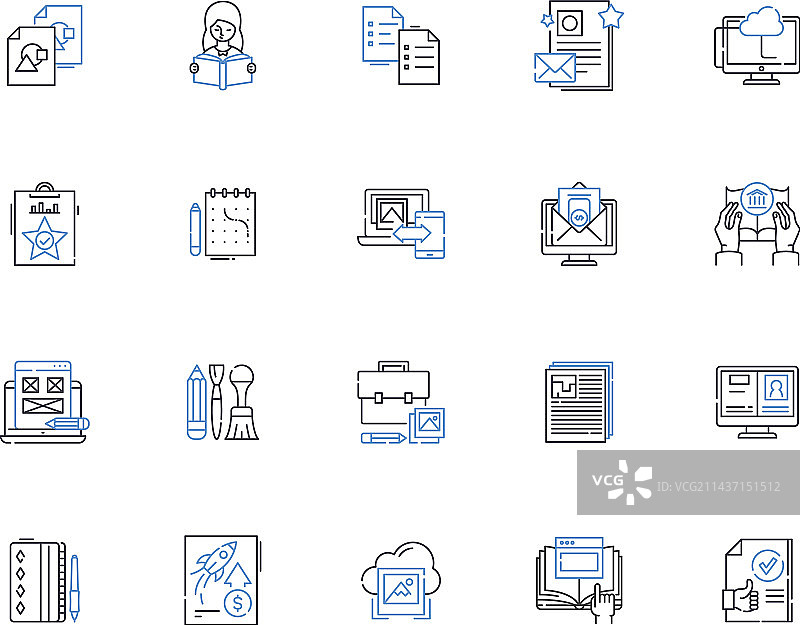 集群线条图标集合图片素材