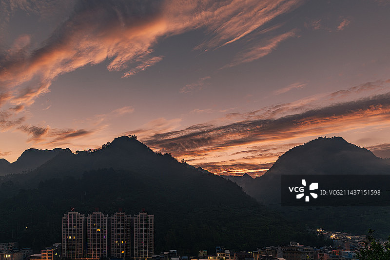 广西百色市那坡县山城日出图片素材