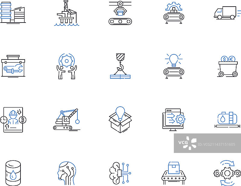 计算机科学线性图标算法合集图片素材