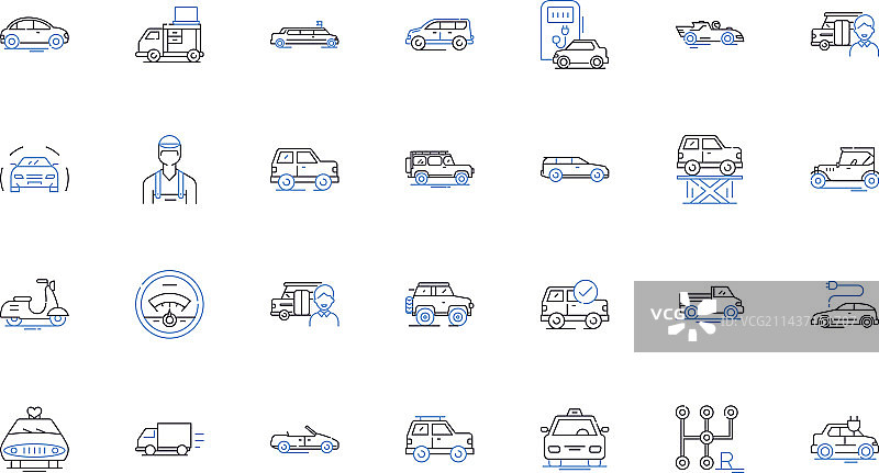货车线条图标合集图片素材