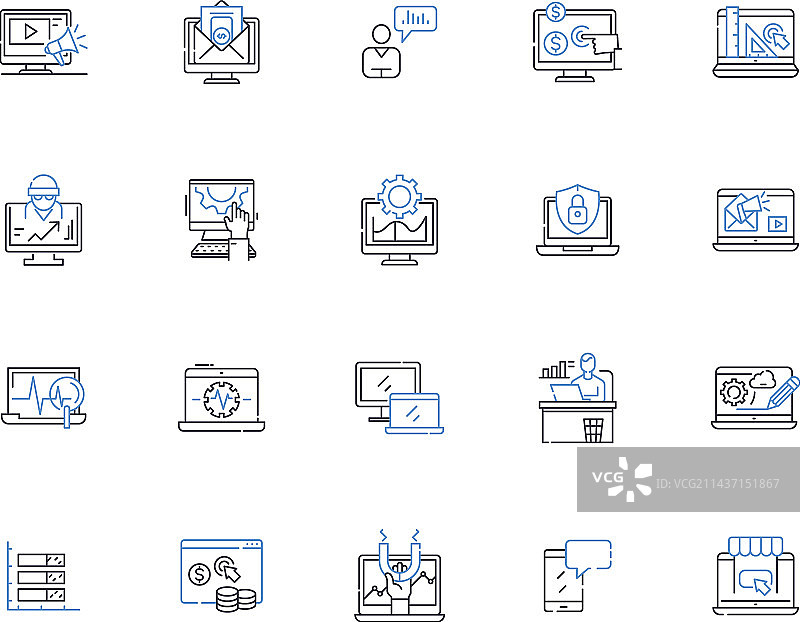 数码创业线性图标合集图片素材