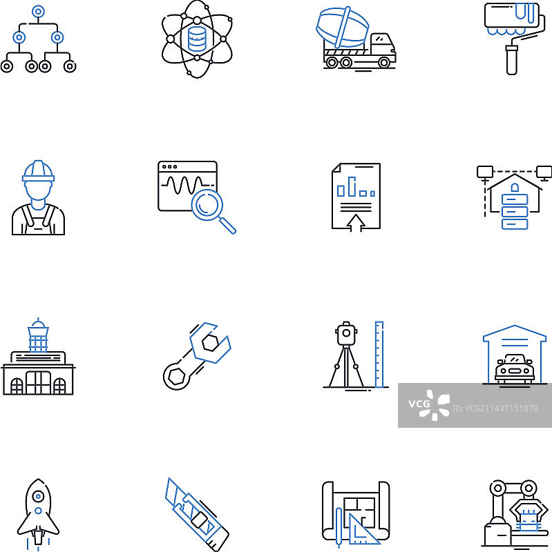 技术员维修线性图标合集图片素材