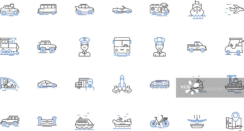 旅程过渡通道线性图标合集图片素材