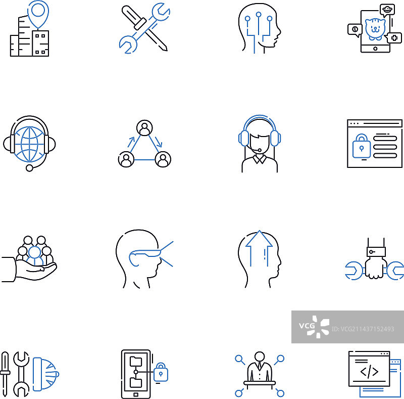 门卫线性图标合集图片素材