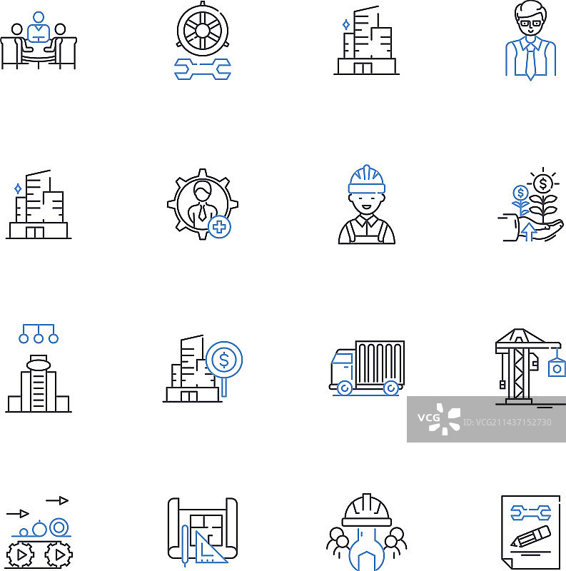 影视制作工作室线条图标合集图片素材