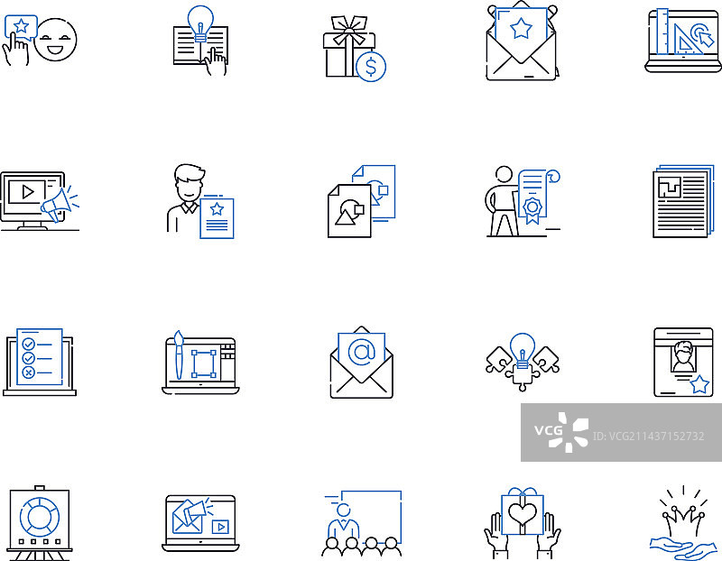 社交媒体营销线性图标合集图片素材