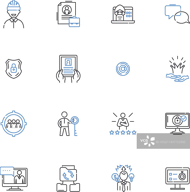 职员线条图标集合：文件数据录入图片素材