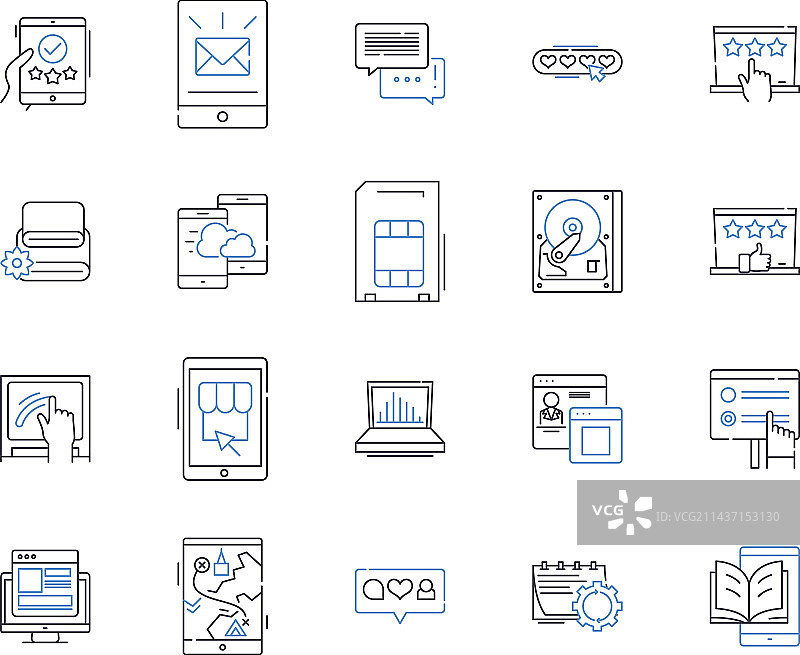 预测分析线性图标合集图片素材