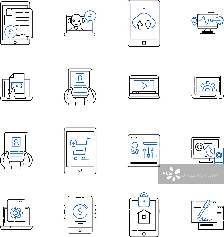 机器人AI线性图标合集图片素材