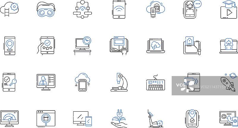 科技发展线性图标合集图片素材
