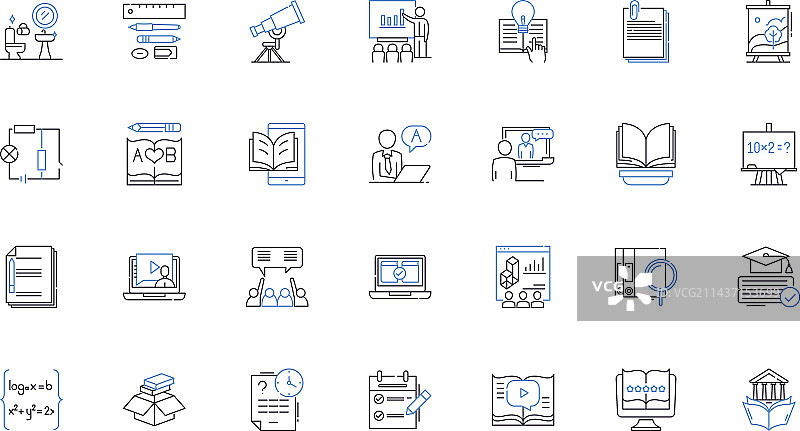 木质皮革家具线性图标合集图片素材