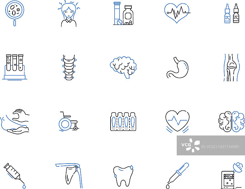 急诊护理线性图标合集图片素材