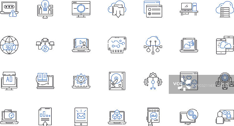 移动商务线性图标集合图片素材