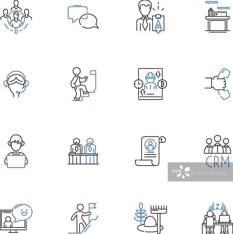 承包商线性图标集合：建筑工人图片素材