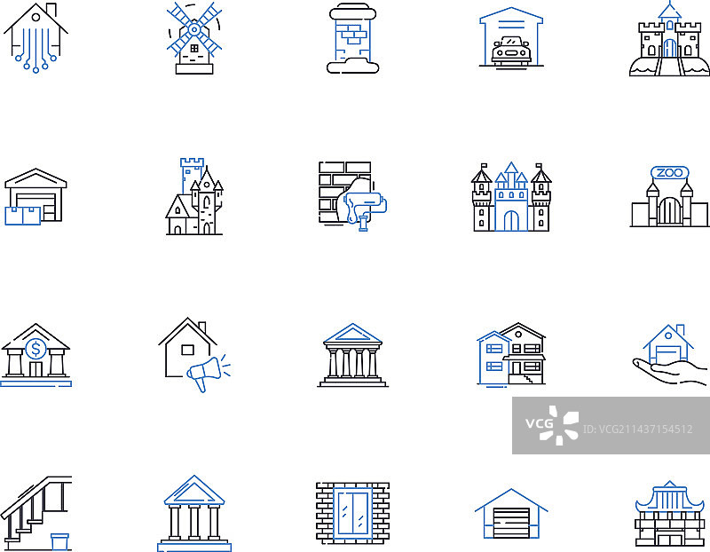 商业地产线性图标合集图片素材