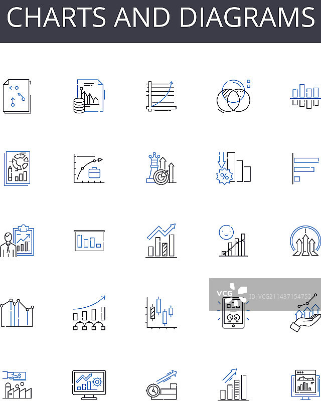 图表和示意图线性图标集合数字图片素材